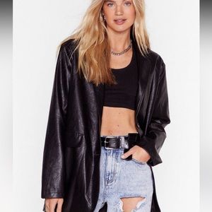 Nasty gal leather long line blazer